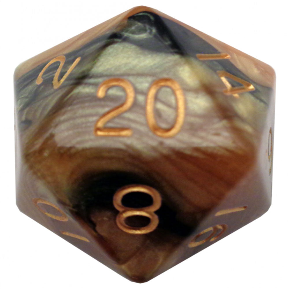 MDG 35mm Mega acrílico D20 DICE com números de ouro