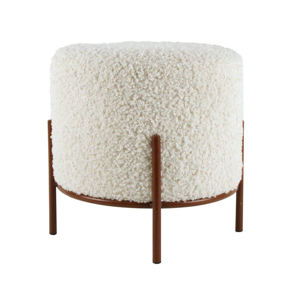 Juni Faux Sherpa Stool Dusty (41x38x38cm)