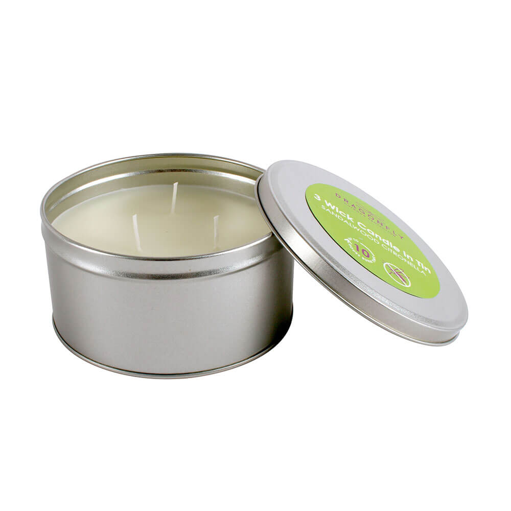 3 Wick Sandlewood Citronella Candle Tin (14x7cm)