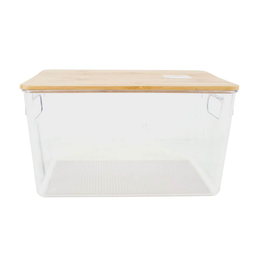 Storage Basket with Bamboo Lid (Clear)