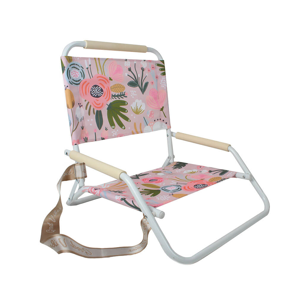 Silla de playa plegable con marco blanco (60x58x50cm)