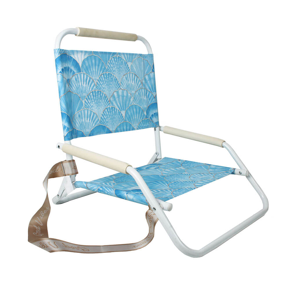 Silla de playa plegable con marco blanco (60x58x50cm)