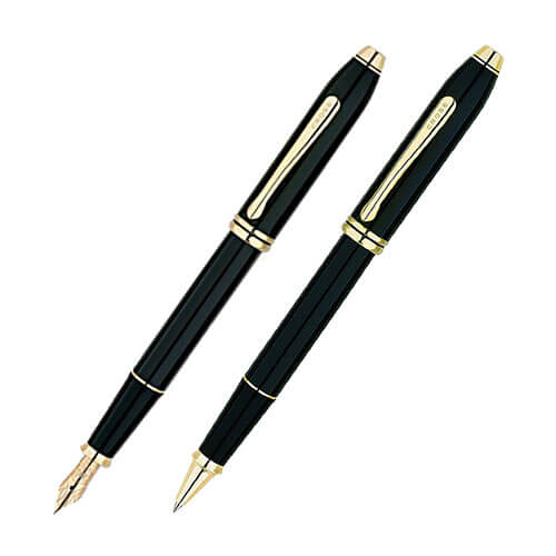 Townsend 23CT Gold Plated Black Lacquer Pen