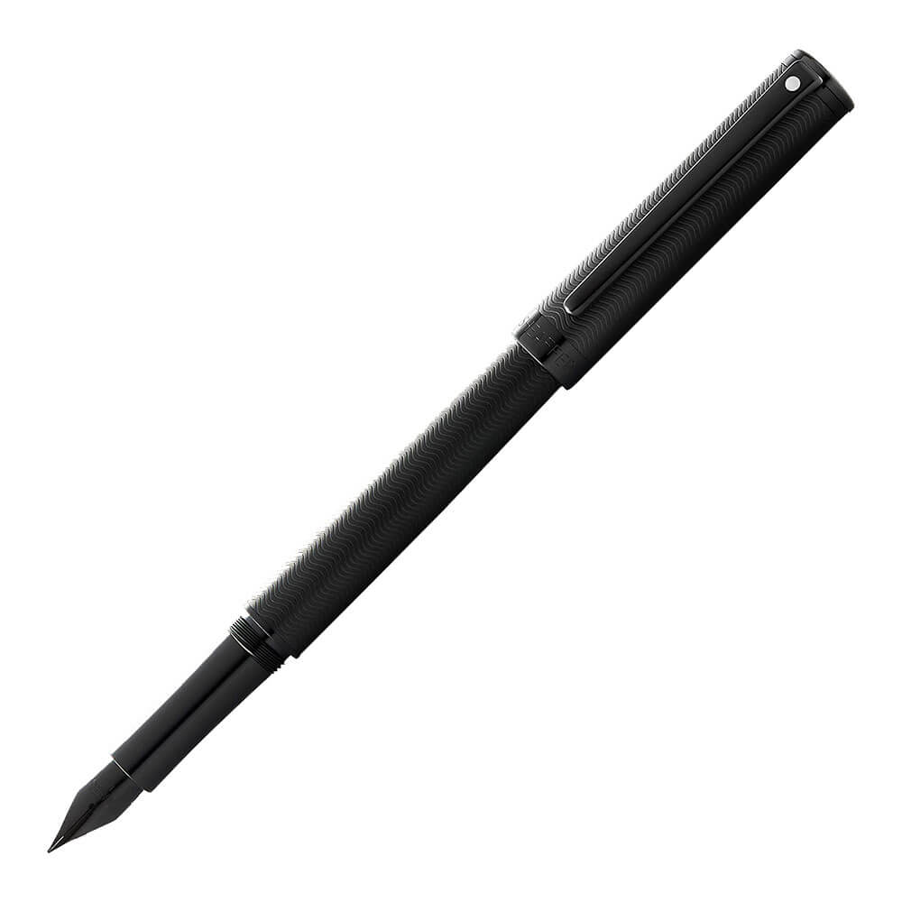 Stylo de fontaine noire mate avec garniture PVD noire brillante