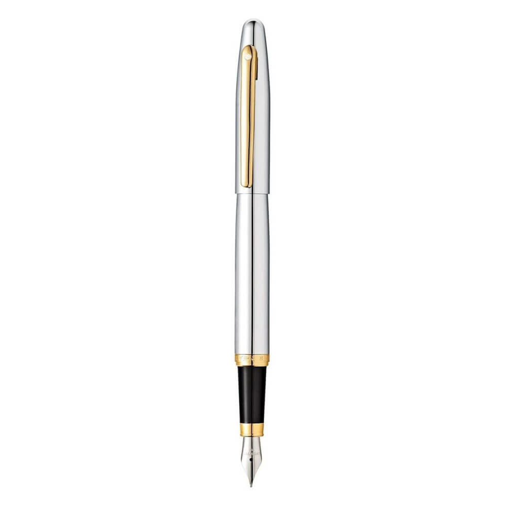 Sheaffer VFM Chrome Fountain Pen med guld tone