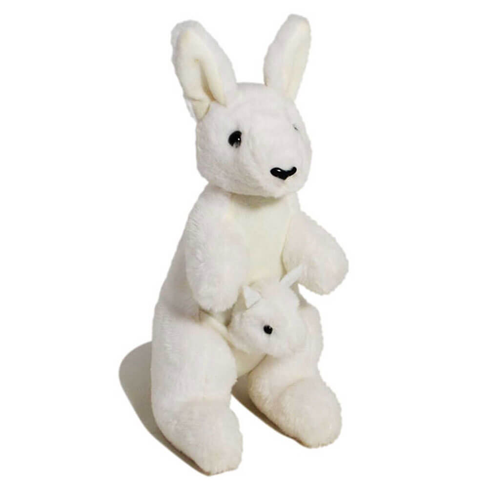 Jumbuck 26cm Kangaroo w/ Joey (White)