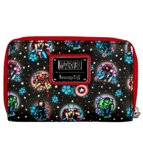 Marvel Comics Avengers Floral Tattoo Zip Purse