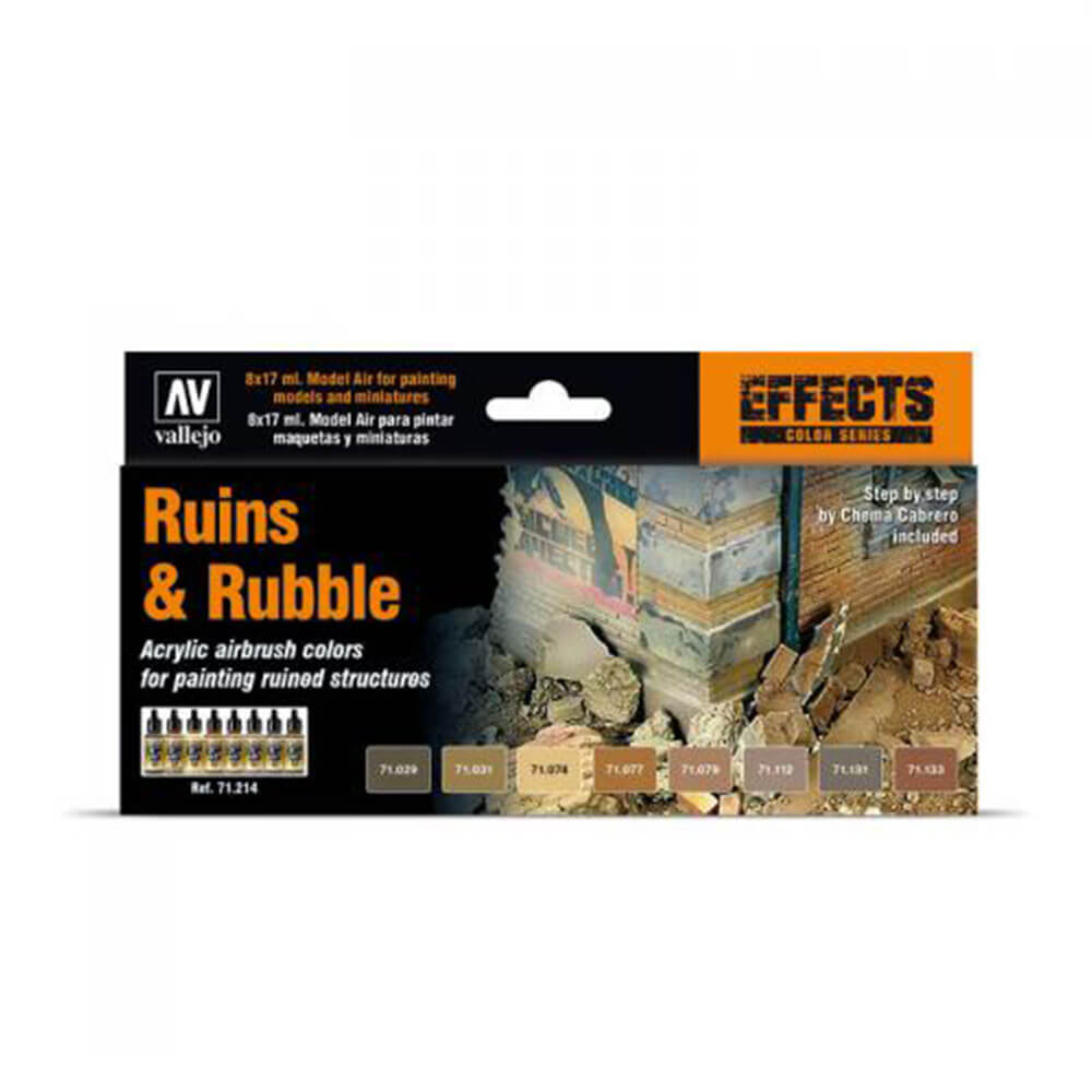 Vallejo Model Air Ruins & Rubble 8 Colour Acrylic Paint Set