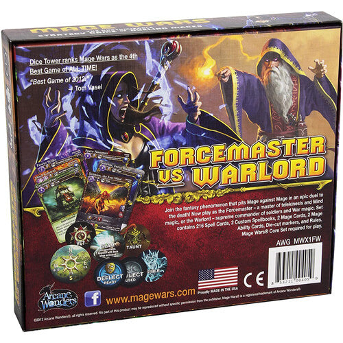 Mage Wars Forcemaster vs Warlord Board Game