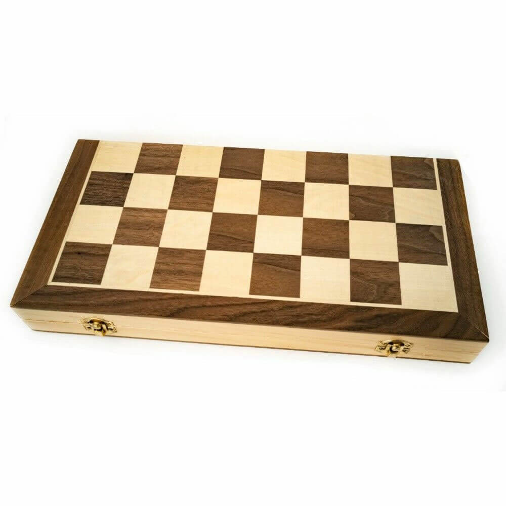 LPG Wooden Folding Chess Checkers Backgammon Set