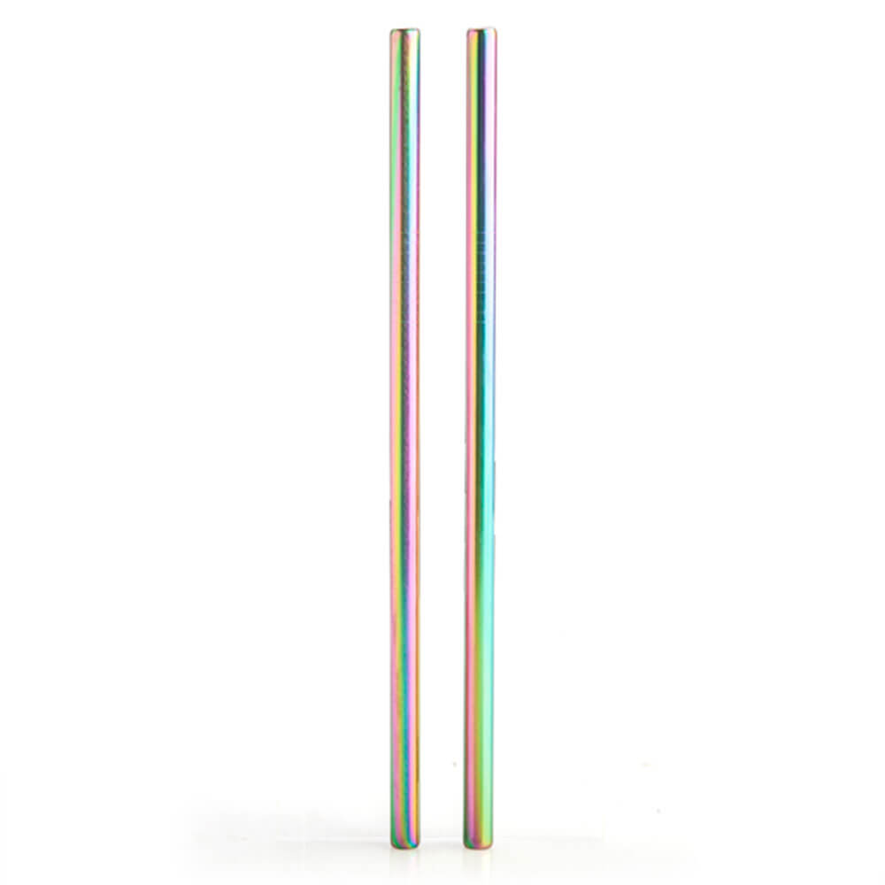 8mm Rainbow Metallic Steel Straws (30 pcs)