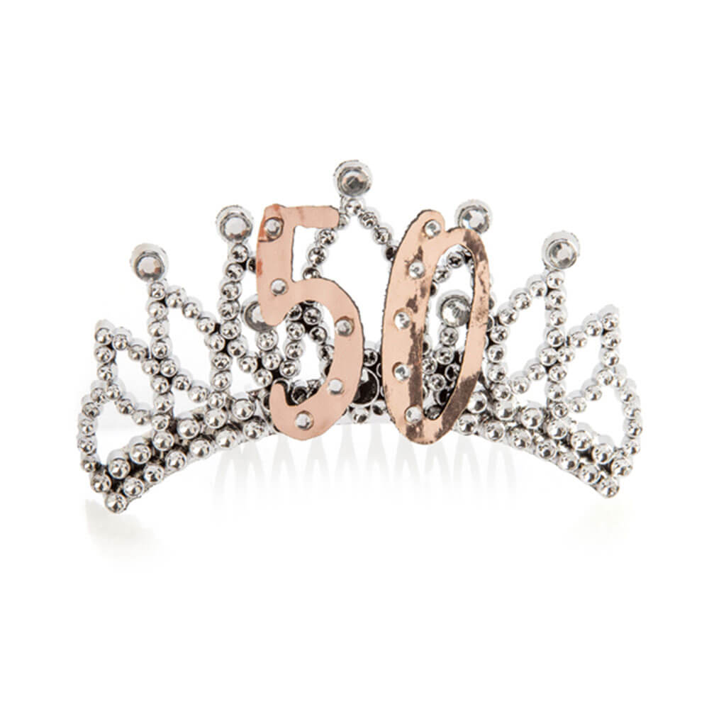 Tiara rosa d'oro e argento