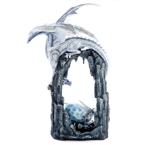 Two White Dragons in Icy Cave Figurine