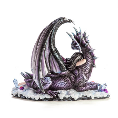 Large Sleeping Rose Fairy Figurine With Dragon