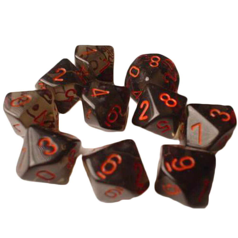 Chessex D10 Polyhedral 10-Die genomskinlig uppsättning