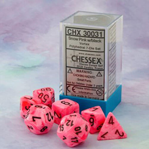 Chessex Polyhedral 7-Die Vortex Snow Pink/Black Set