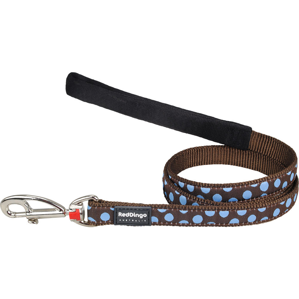 Dog Lead with Blue Spots on Brown