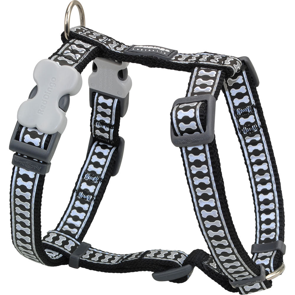 Harness with Reflective Bones (Black)