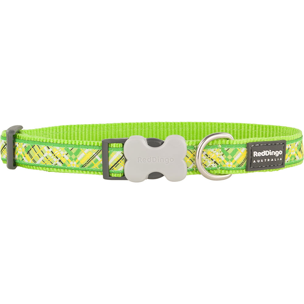 Hondenkraag met Flanno Design (Lime Green)