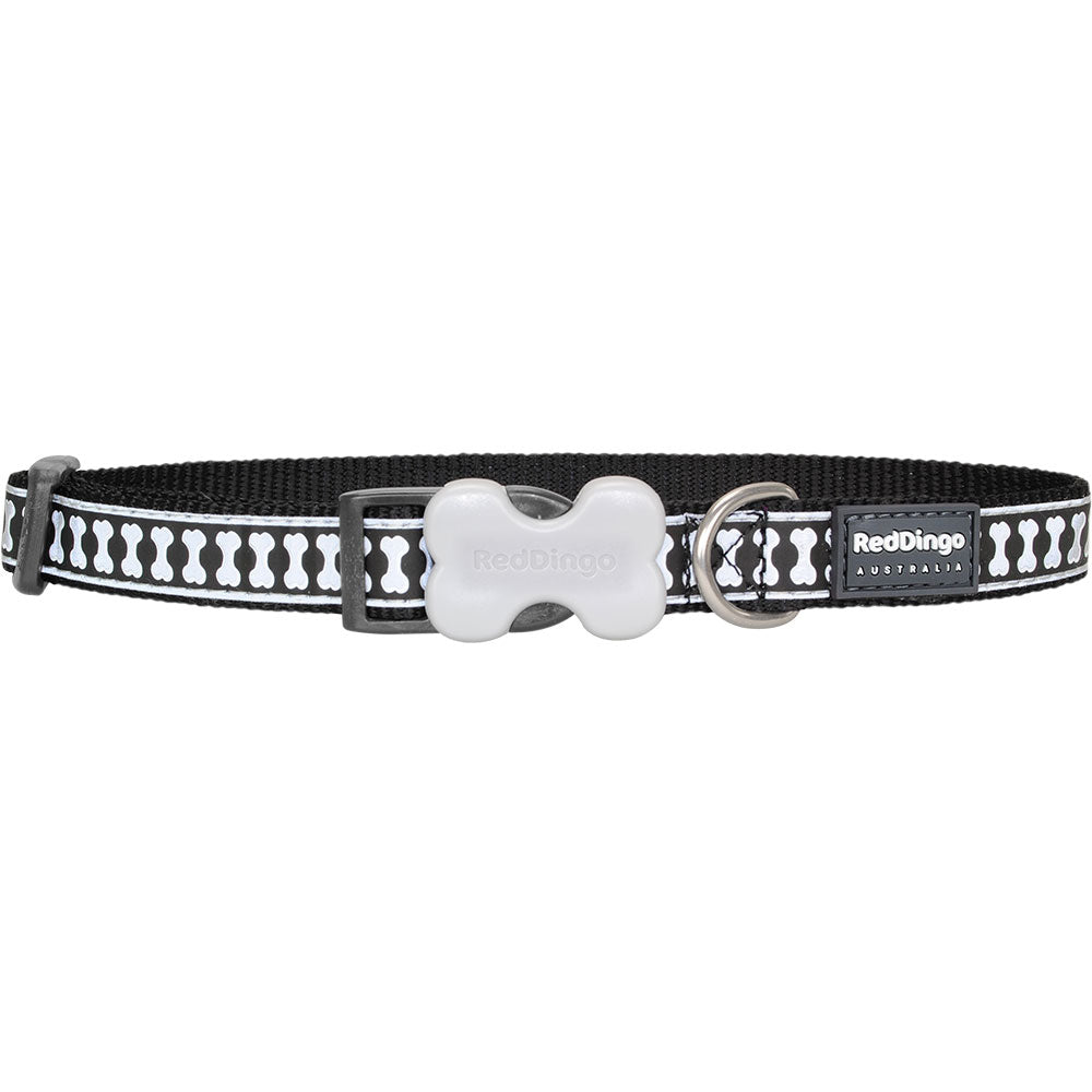  Hundehalsband mit reflektierendem Knochendesign (Schwarz)