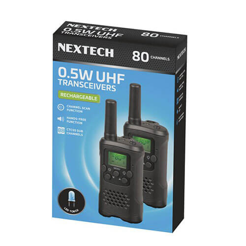 NEXTECH Twin Pack Rechargeable Transceiver Radio (0.5W UHF)