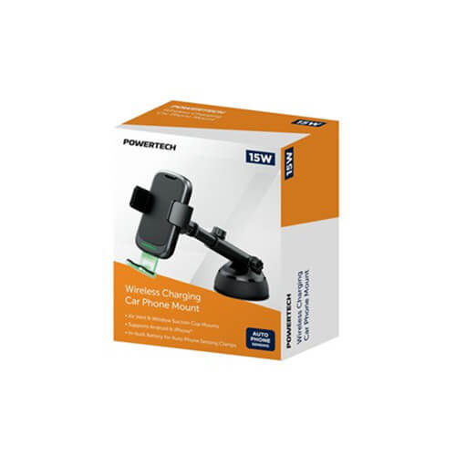 Powertech Wireless Charging Car Phone Mount (15W)