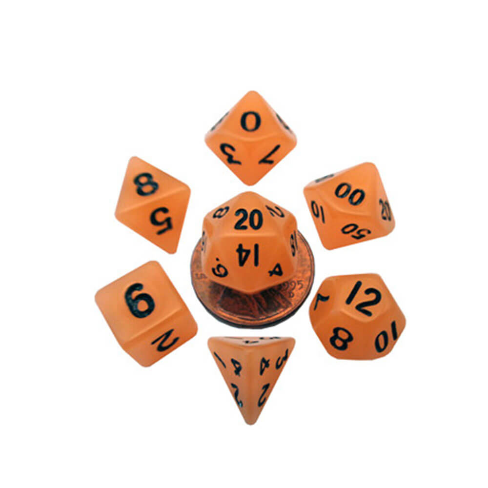 MDG Mini Glow Poly Dice Set (con n. N.)