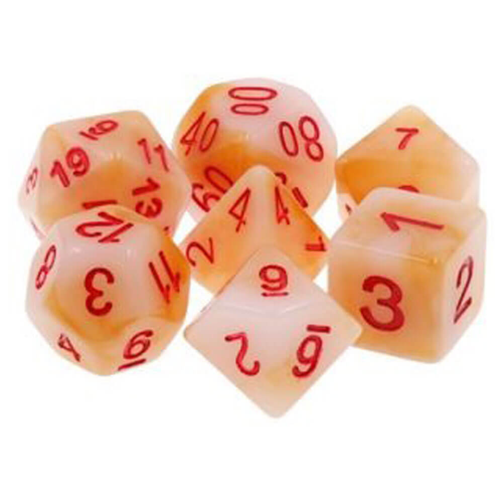 TMG Dice Scarabs Blood White Jade Opaque (Set of 7)