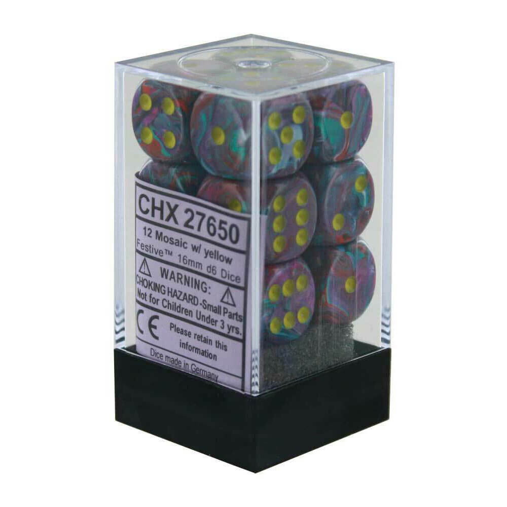 D6 DICE FESTIEF 16 MM (12 DICE)