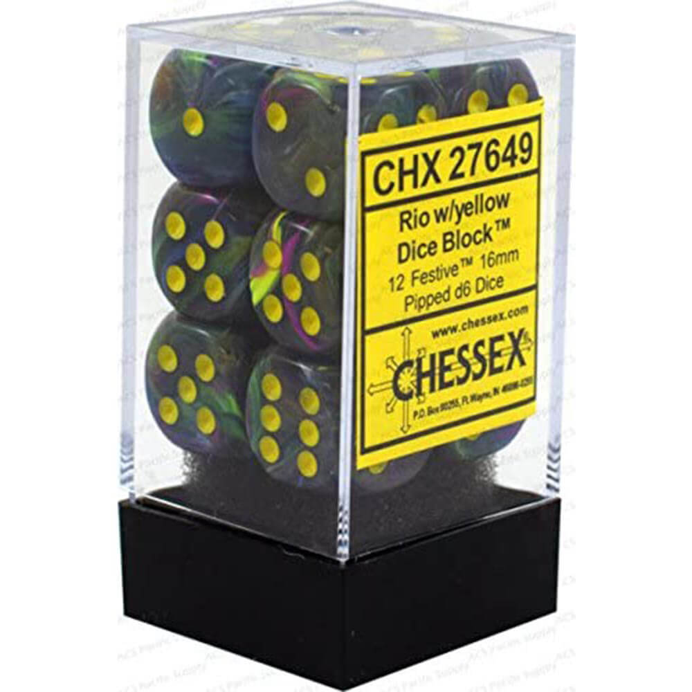 D6 DICE FESTIEF 16 MM (12 DICE)