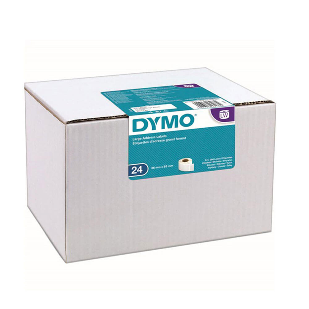 Dymo stor adresse papiretikett 36x89mm hvit