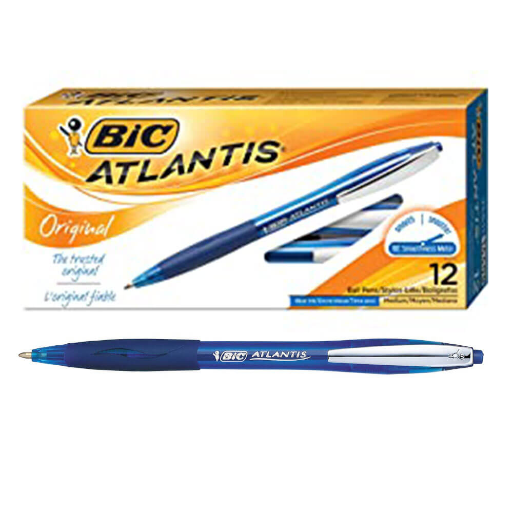 BIC Atlantis intrekbaar pen middelpunt (12pk)