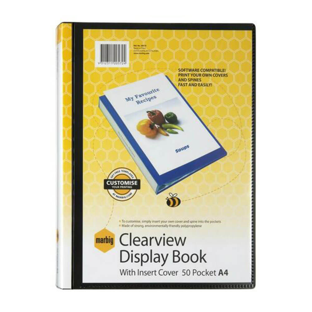 Marbig Display Book ClearView A4 Black