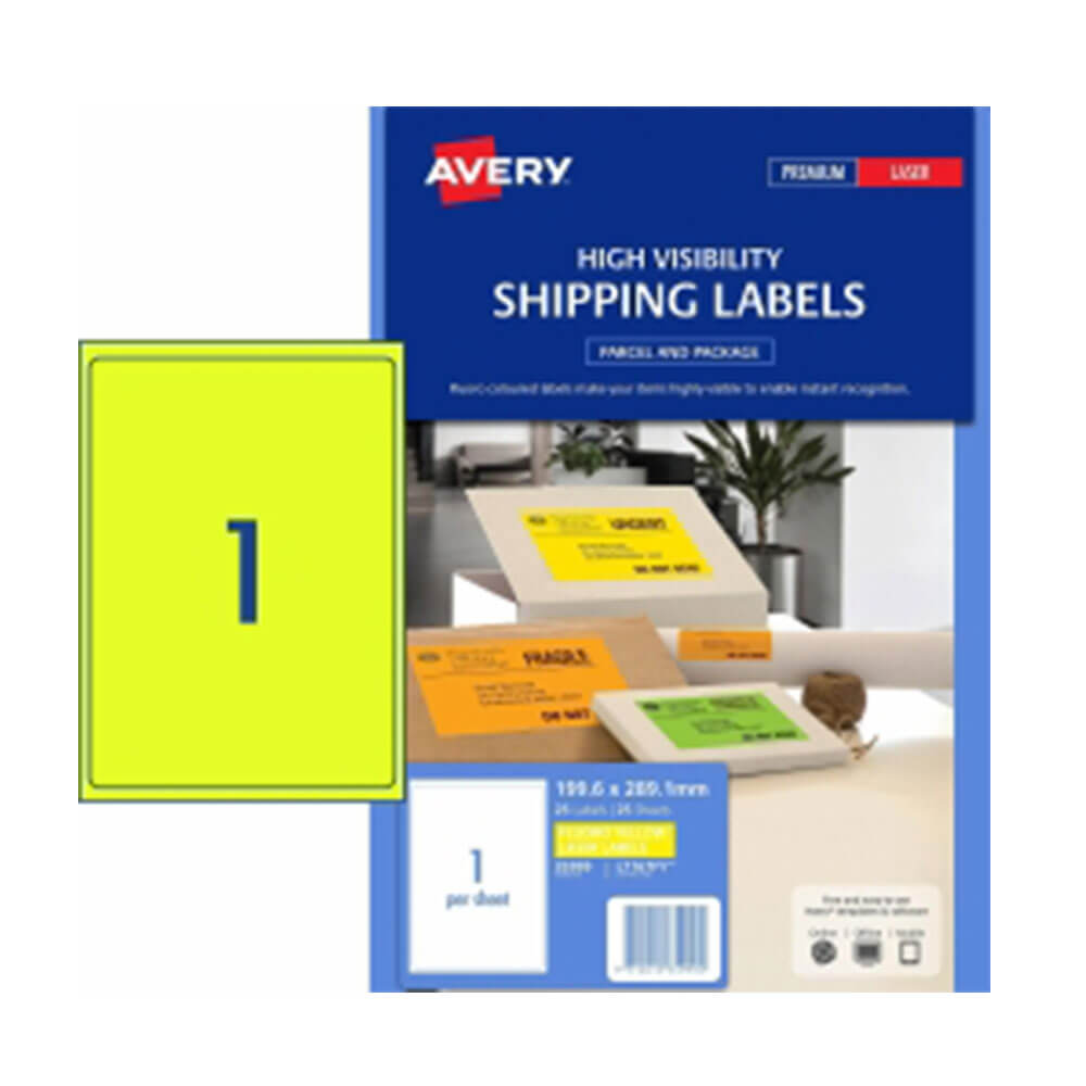 Étiquette d'expédition Avery High Visibility 25pk 1 / feuille