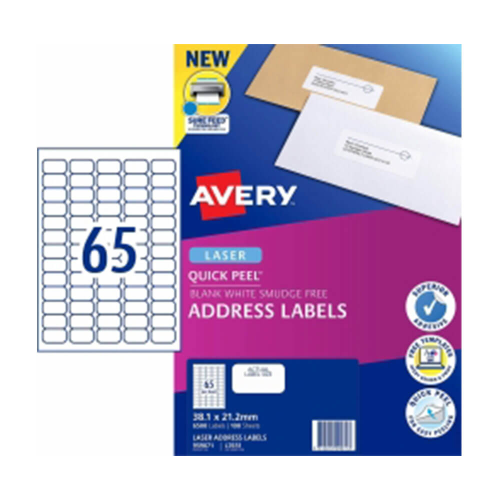 Avery laseradreslabel wit (100 pk)