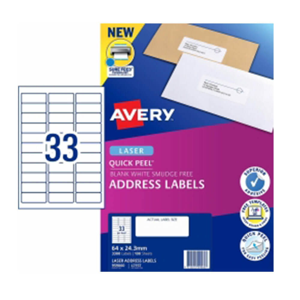 Avery Laser Address Etikett White (100pk)