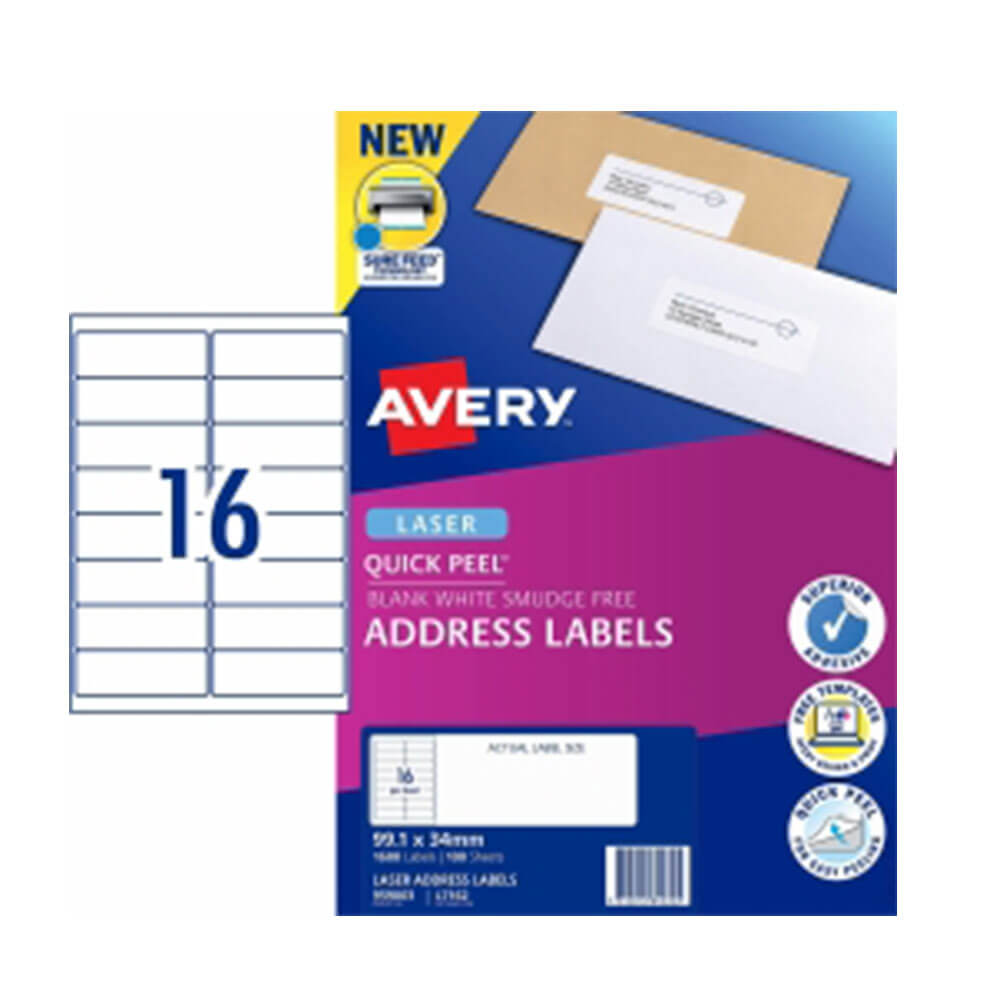 Avery laseradreslabel wit (100 pk)