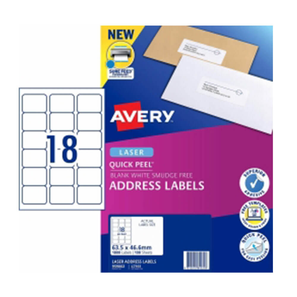 Avery Laser Address Etikett White (100pk)