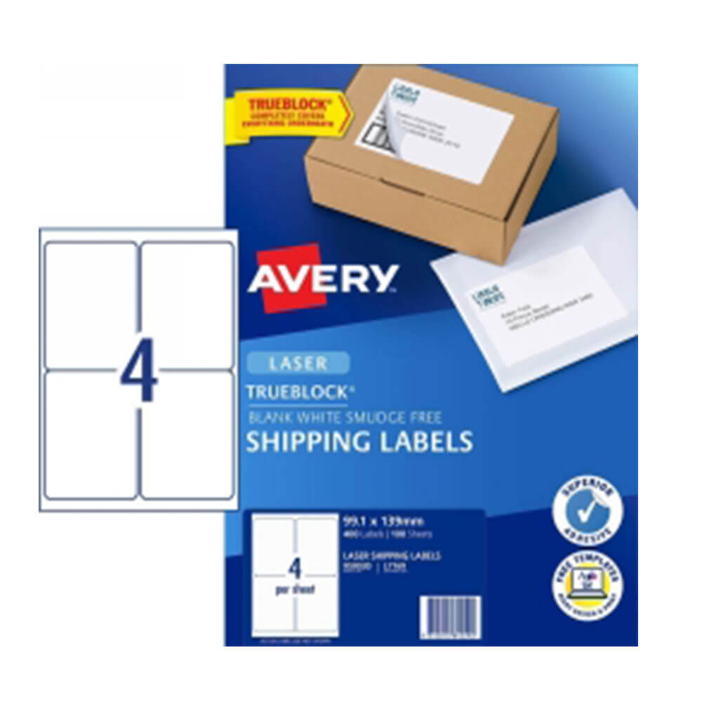 Étiquette d'expédition Avery Blanc 100pk