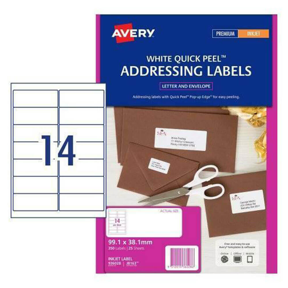 Avery Inkjet Adressetikett (25PK)