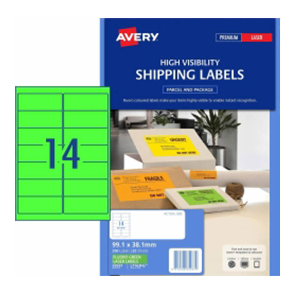 Avery High Bivisibility Shipping Label 25pk 14/sheet