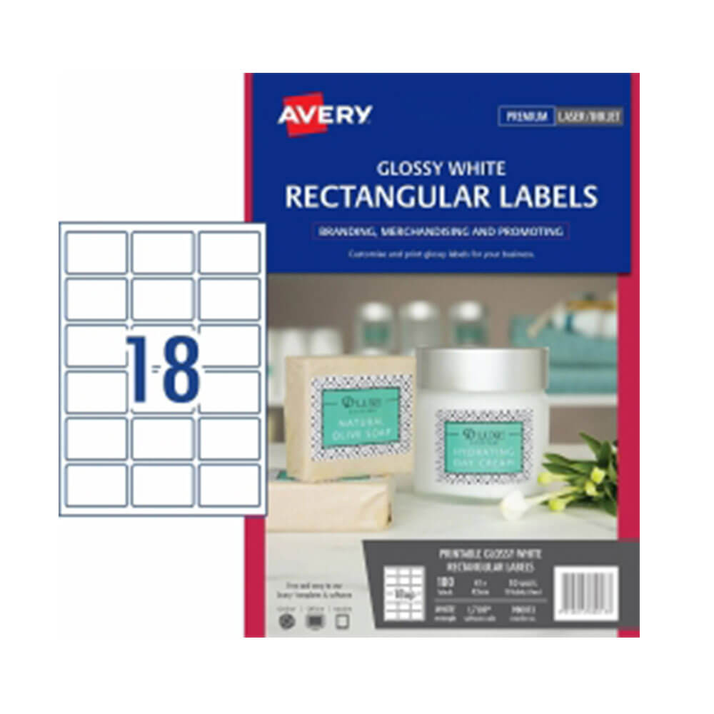 Avery rechthoek glosslabels 10 pk wit