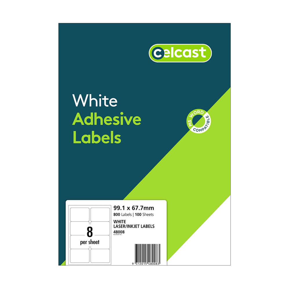 Celcast laser/inkjet labels wit (100 pk)