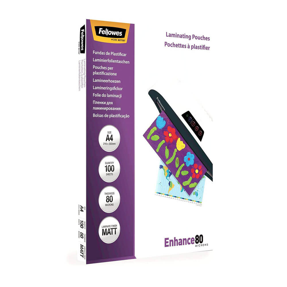 Borse di laminati di Fellowes 80 micron A4 100pk