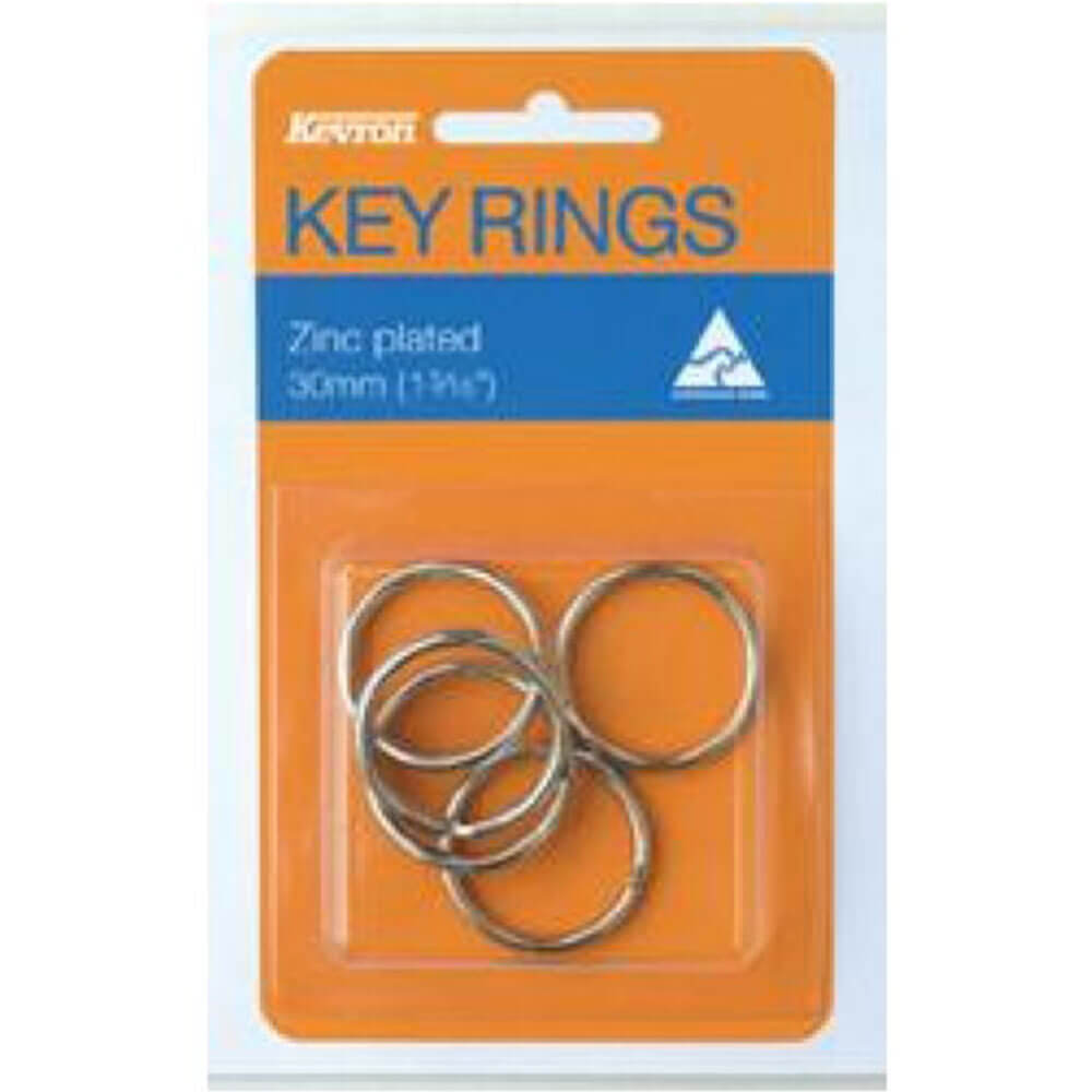 Kevron Key Rings 5pk (Zinc Plated)