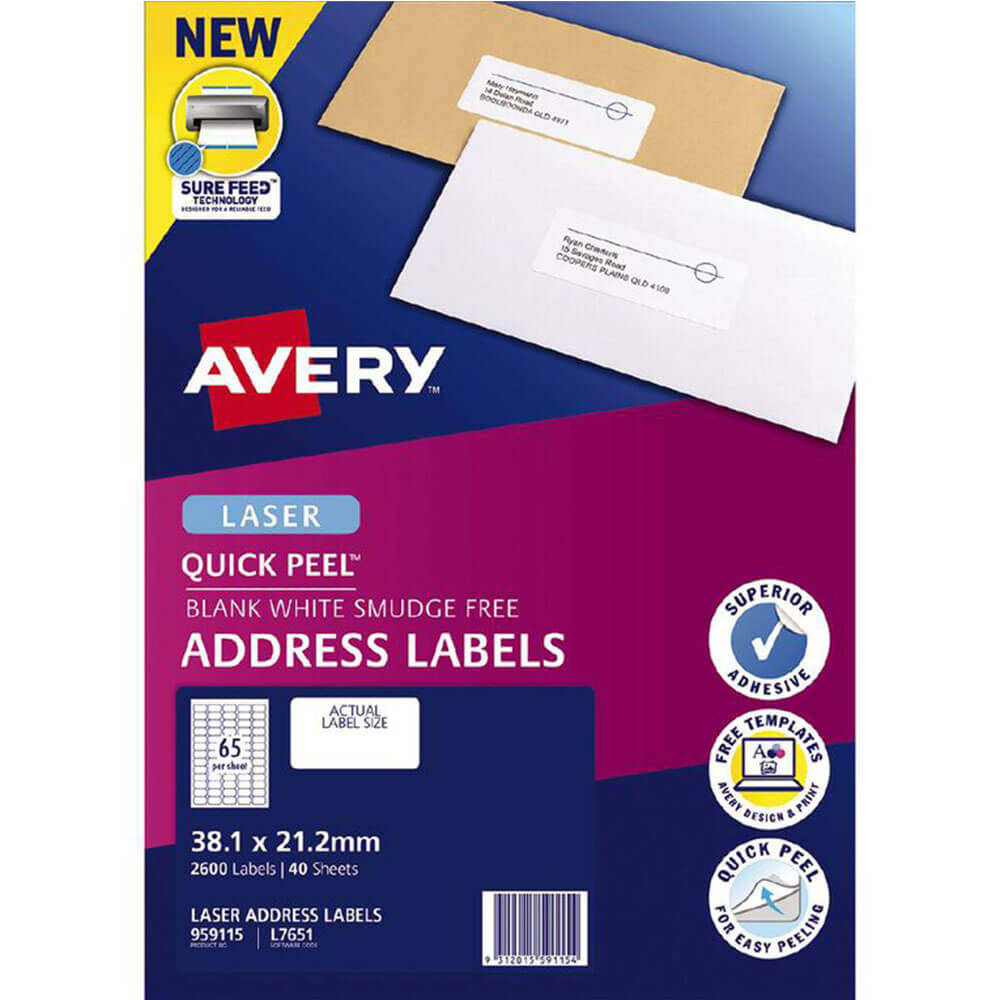 Étiquettes d'adresse du laser Avery Laser