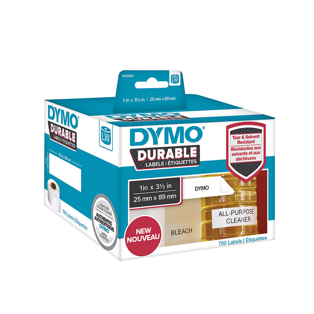 Dymo holdbare etiketter (hvitt)