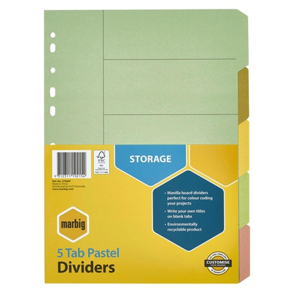 Marbig 5 Tab Manilla Dividers (A4)