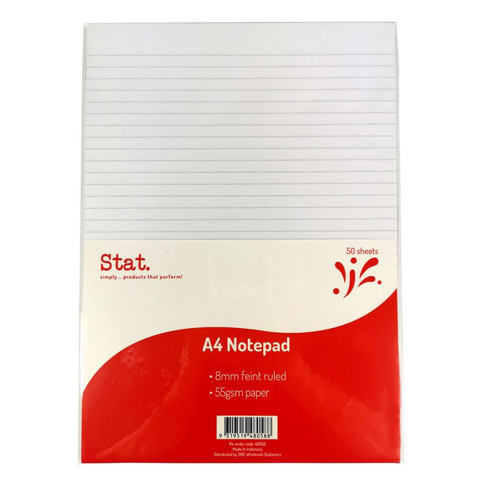 Stat Notepad 8mm regeerde 50 vellen A4 (wit)