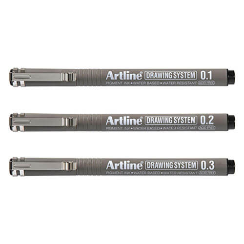 Artline Drawing System Pen 12pcs (Black)